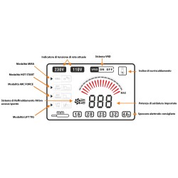 Saldatrice Inverter + Maschera | 20-200A | 230/110V |14x30x20 cm | Modalità MMA, Hot Start, Arc Force, Lift Tig, VRD